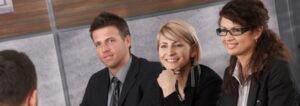 corporate travelers meeting together