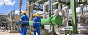 Refinery workers on the job site