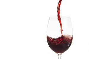 Glass with red wine