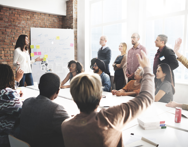 Corporate travelers in a meeting